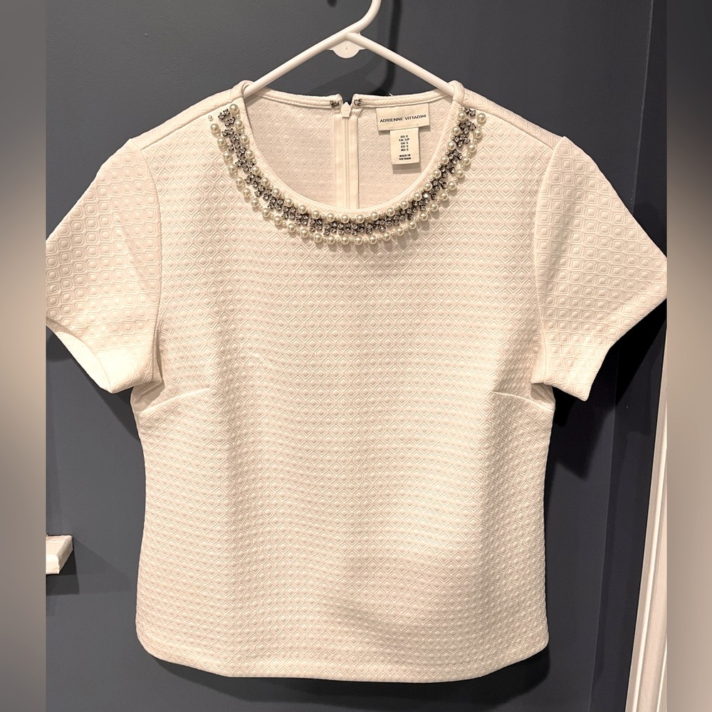 Adrienne Vittadini white embellished top